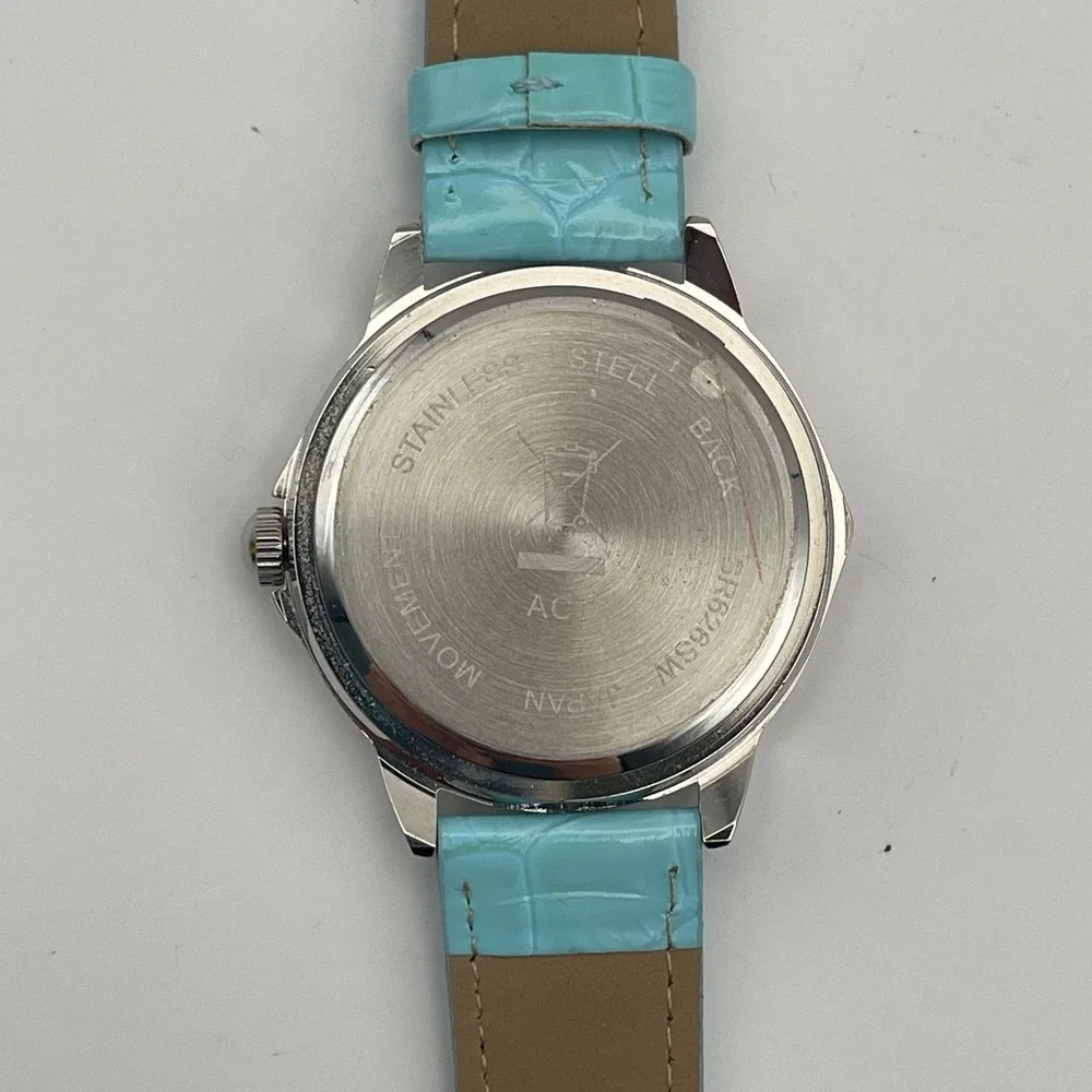 Avon Womens Blue Leather Croc Embossed Analog Quartz‎ Wristwatch